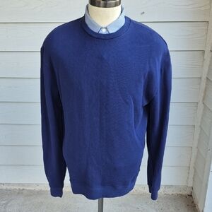 JOHN ELLIOT Solid Dark Navy Cotton USA Sz 2 Medium Mens Crewneck Sweatshirt‎